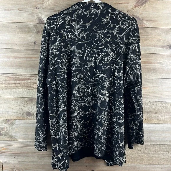 Catherines Womens Shirt One Piece Cardigan Blouse Twofer Black Gold Elegant 1X - Picture 6 of 7